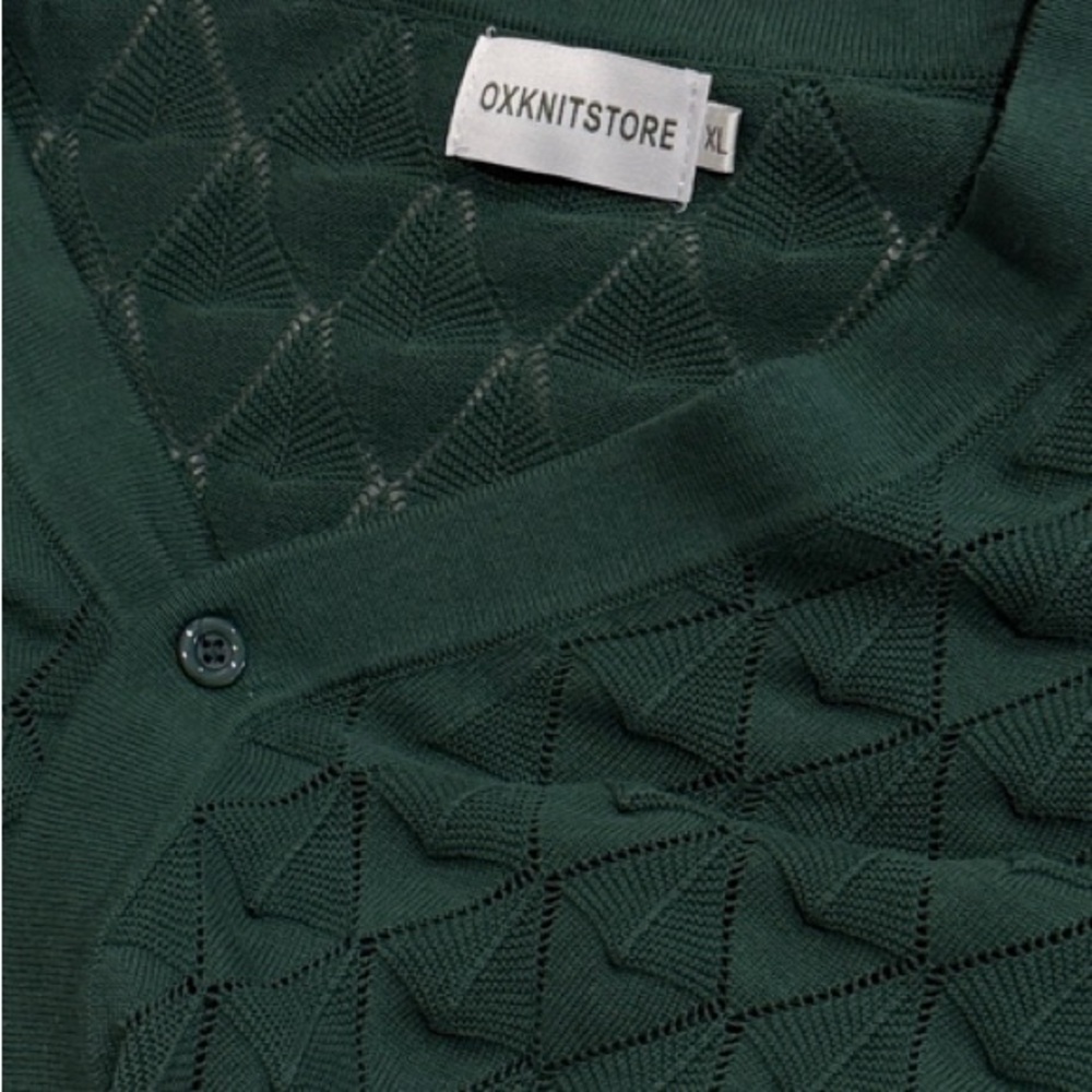 Vintage Green Short-Sleeve Knit Cardigan Sweater. Gently loved. - Picture 5 of 6
